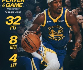32分赛季新高！勇士官方发布本场最佳数据海报：吉米·巴特勒